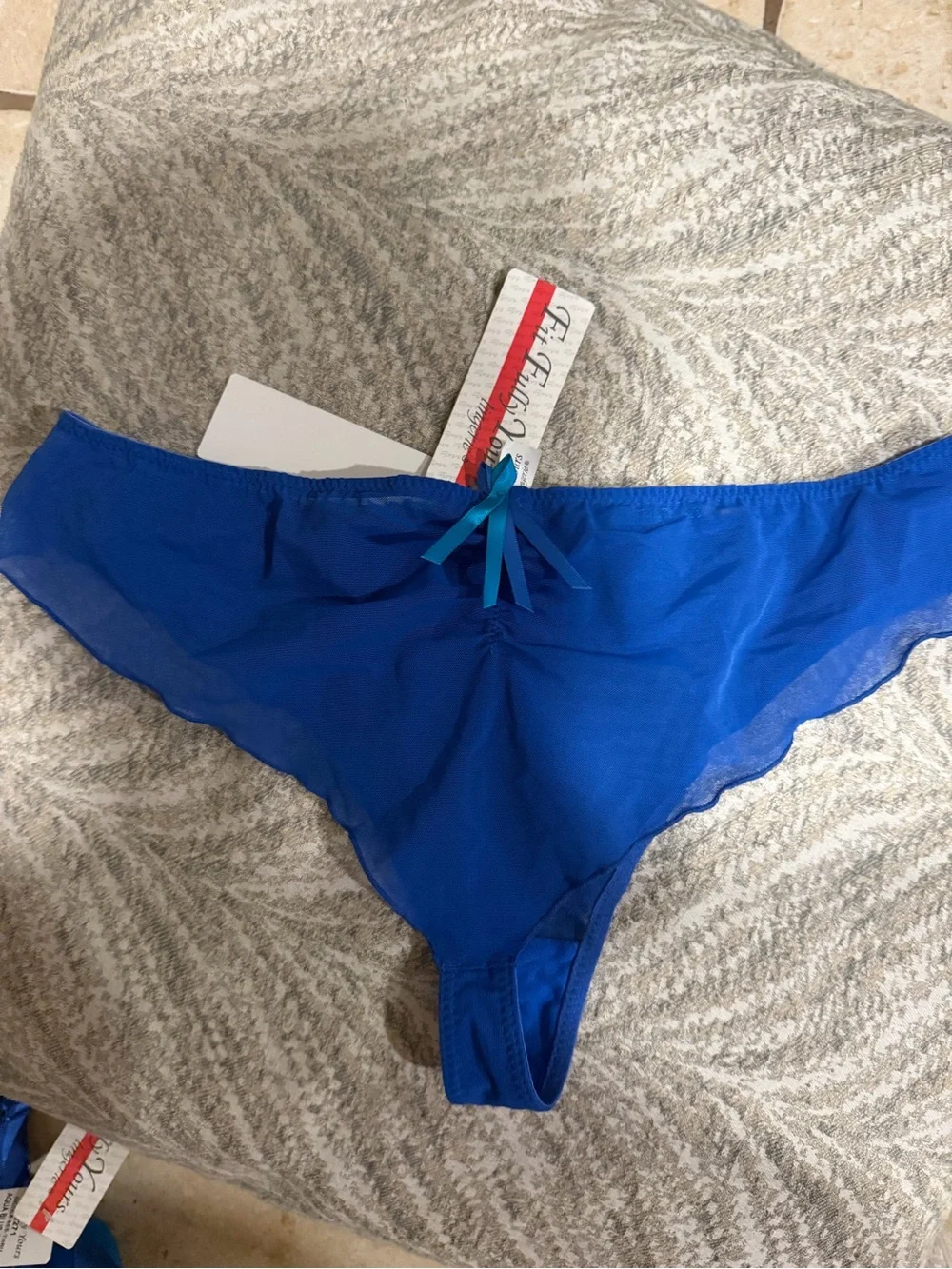 Blue and Aqua Embroidered Women’s bra and pants Set - XL